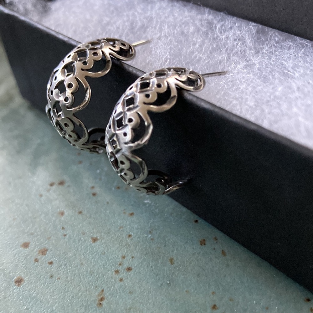 Sterling Silver Artisan Hoops - image 2